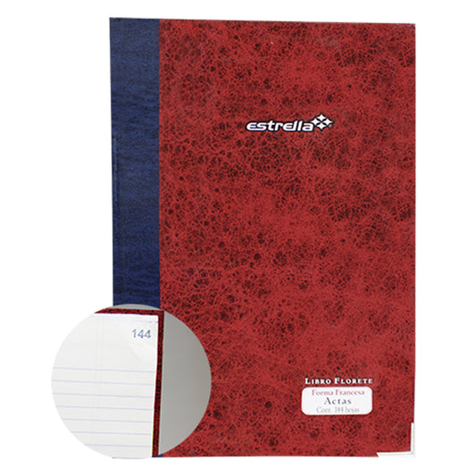 Libro Actas 144 hojas Florete Estrella