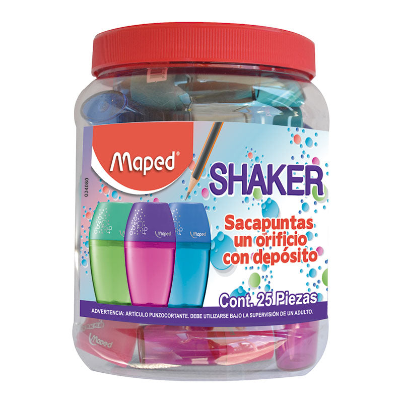 Sacapuntas Escolar con Deposito 1 Orificio Bote Shaker Maped