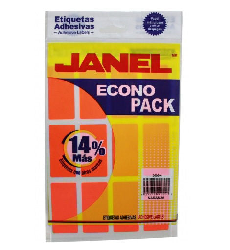 Etiqueta Adhesiva Econopack Naranja #24 32 x 64 mm Janel