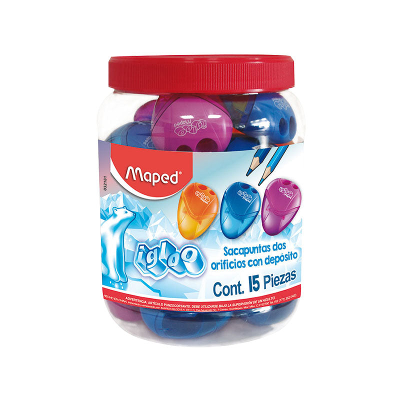 Sacapuntas Escolar con Deposito 2 Orificios Igloo Maped