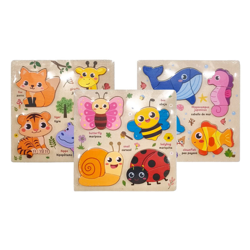 Rompecabezas de Madera 4 en 1 Animales Varios Modelos 18 x 18 cm ITrade