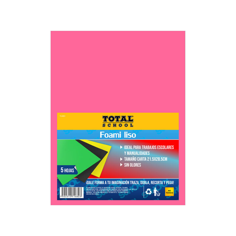 Foami Rosa C/5 Piezas 21.5 x 28.5 CM TOTAL SCHOOL