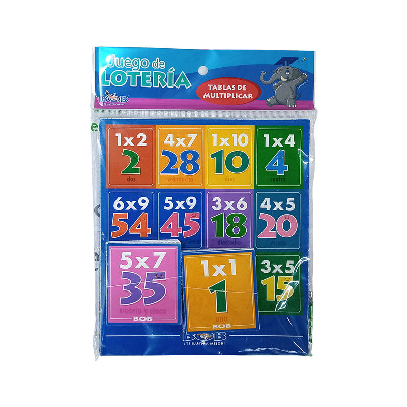 Lotería Didáctica Tablas de Multiplicar BOB Papelería del Ahorro
