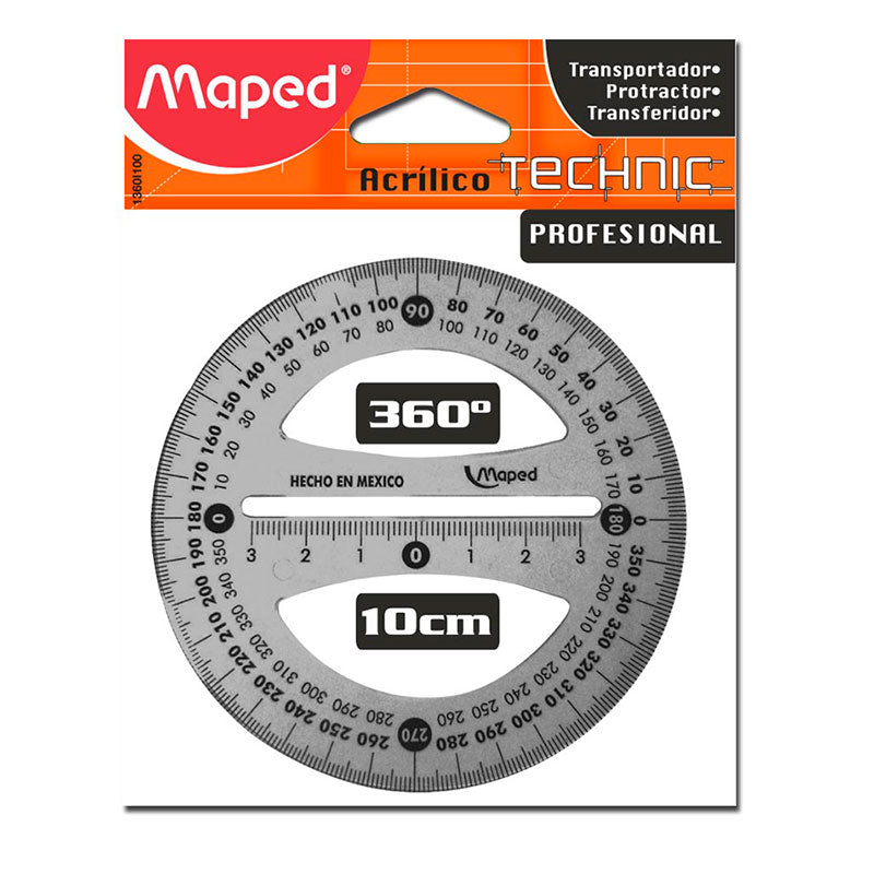 Transportador Plástico 360 grados Technic Pro Maped