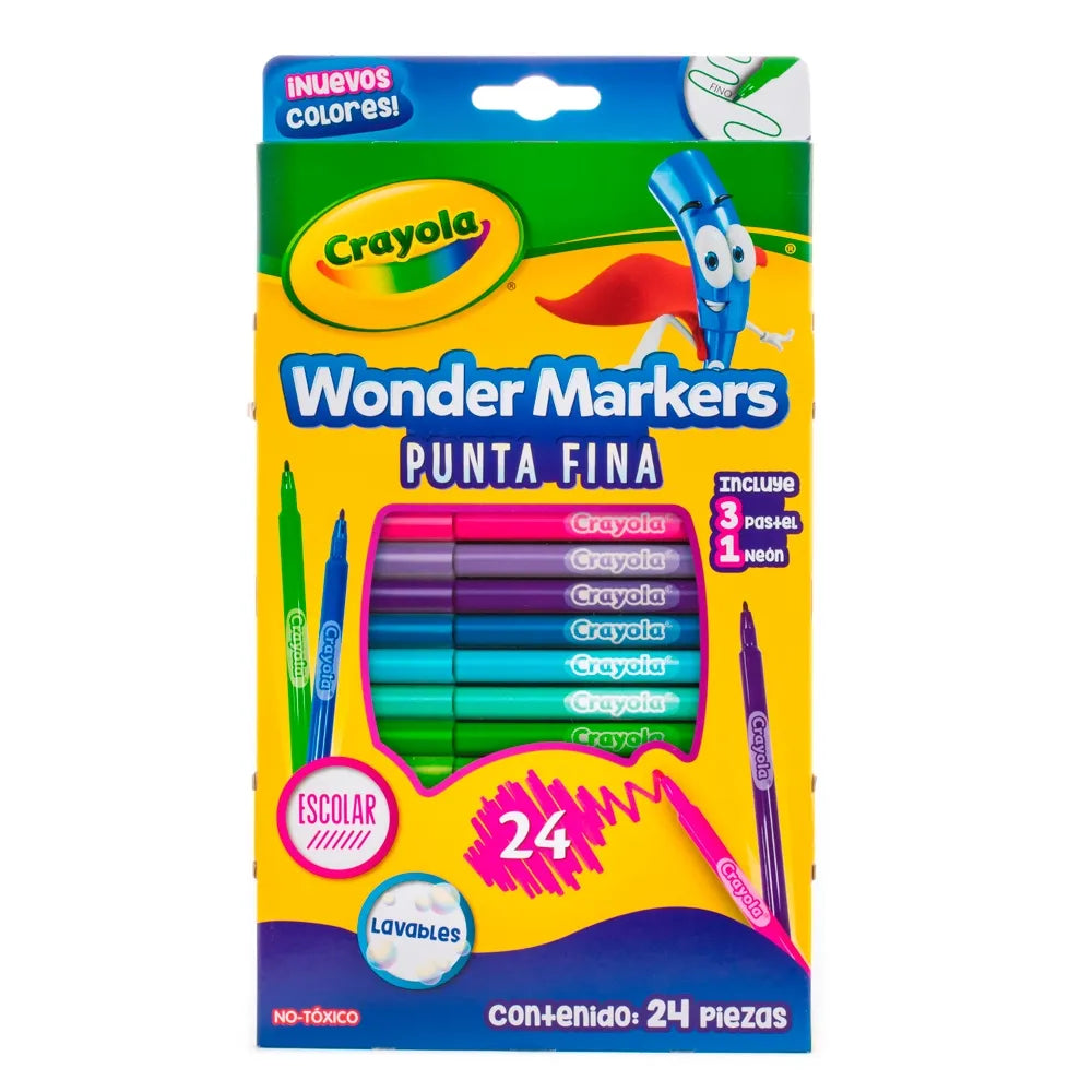 Plumones Punto Fino Wonder Markers Caja con 24 piezas Crayola