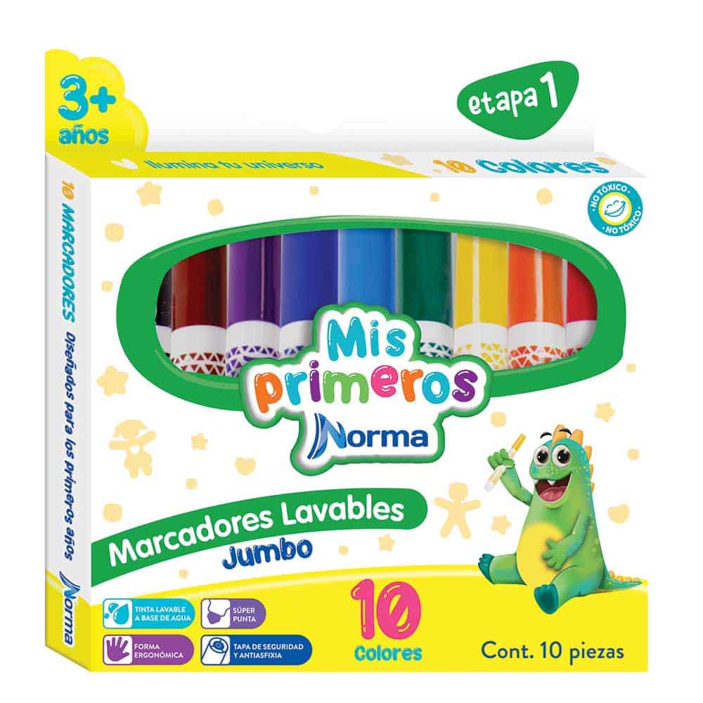 Marcadores Lavables Gigantes Surtido 10 piezas Norma