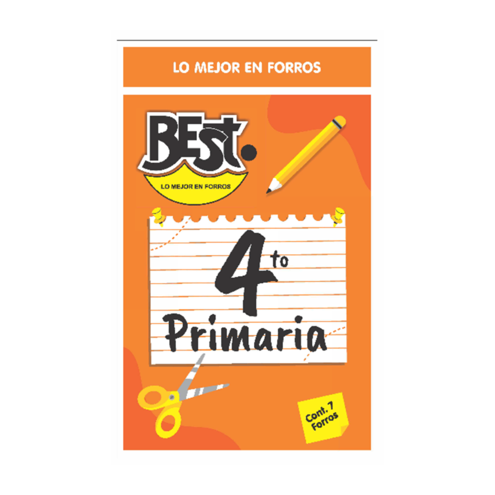 Forro Escolar Primaria 4to 7 piezas Best
