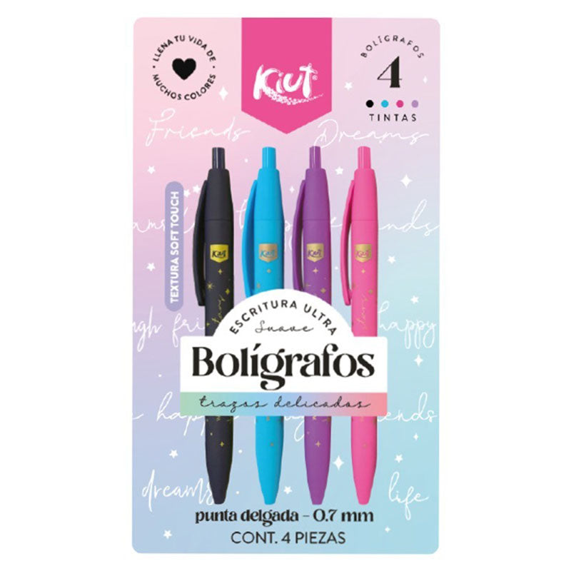 Bolígrafo Punto Medio Blíster 4 Colores Surtidos 0.7 mm Kiut Norma