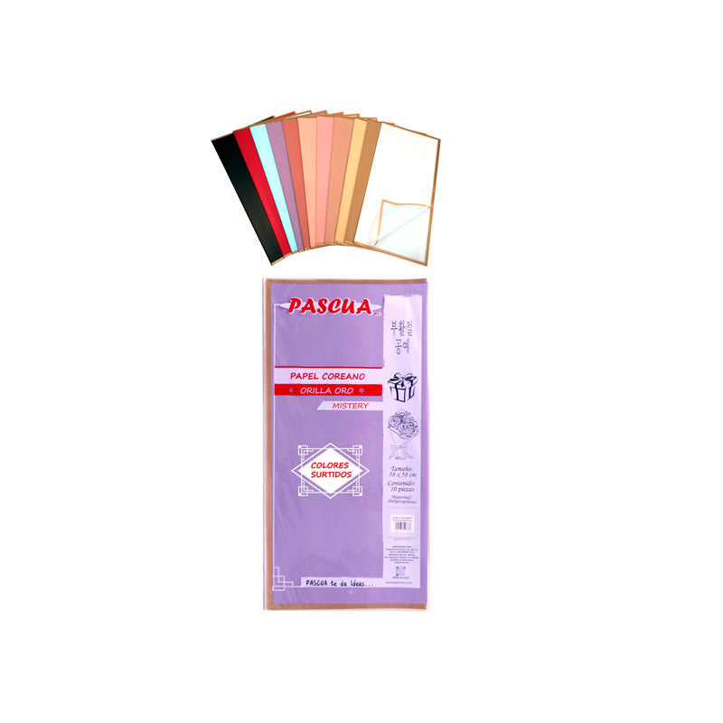 Papel Coreano Orilla Oro Surtido 56 x 50 cm 10 piezas Pascua