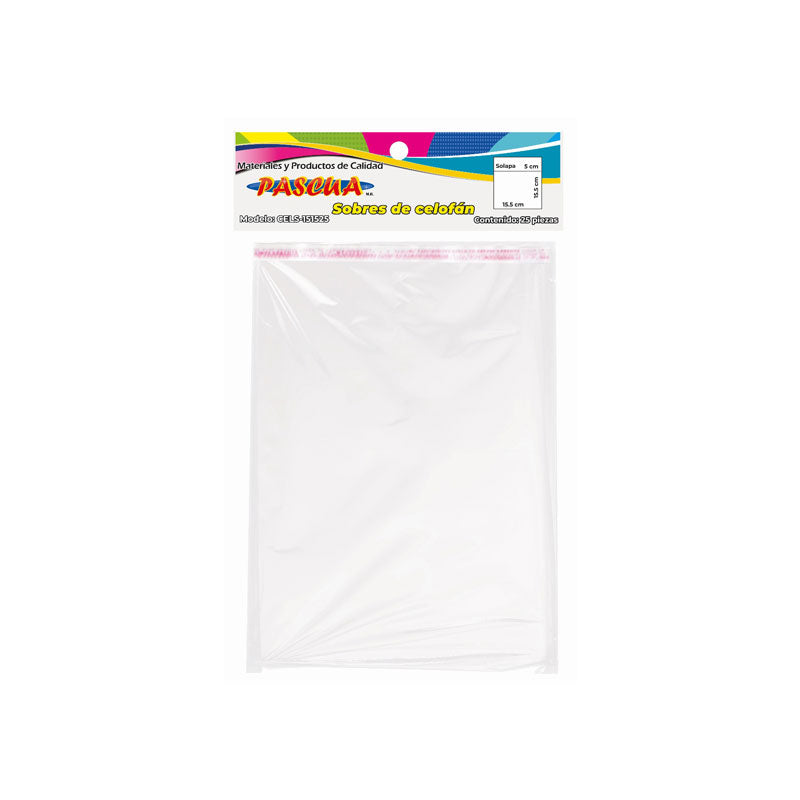 Paquete de Bolsas de Celofán 25 piezas 15.5 x 15.5 cm Pascua