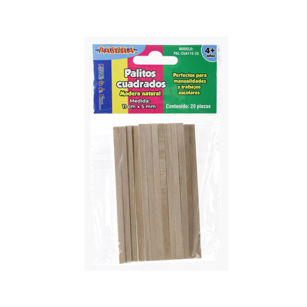 Palito Cuadrado Madera Natural 20 piezas 11 x 5 cm Pascua
