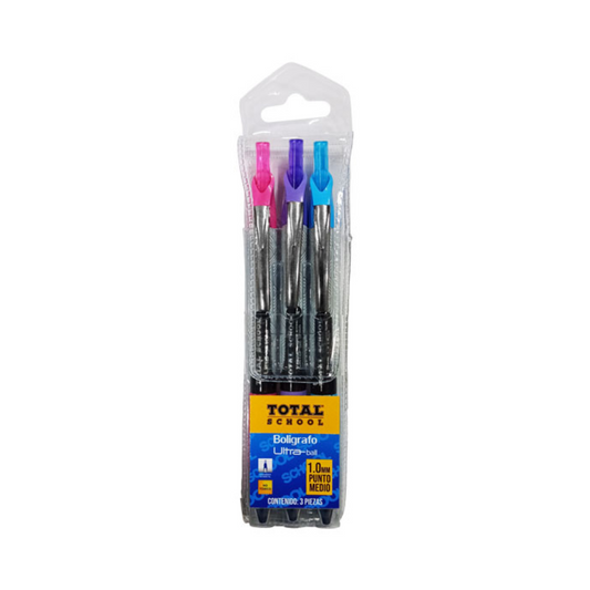 Bolígrafo Punto Medio Surtido Fashion Blíster 3 piezas Ultra Ball Total School