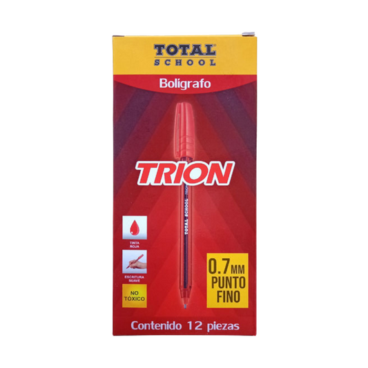 Bolígrafo Punta Fina Rojo 12 piezas Trion Total School