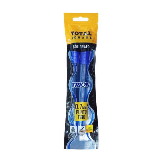 Bolígrafo Punta Fina Azul 2 piezas Trion Total School