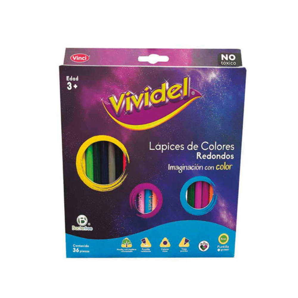 Colores Largos Redondos 36 piezas Vividel Dixon