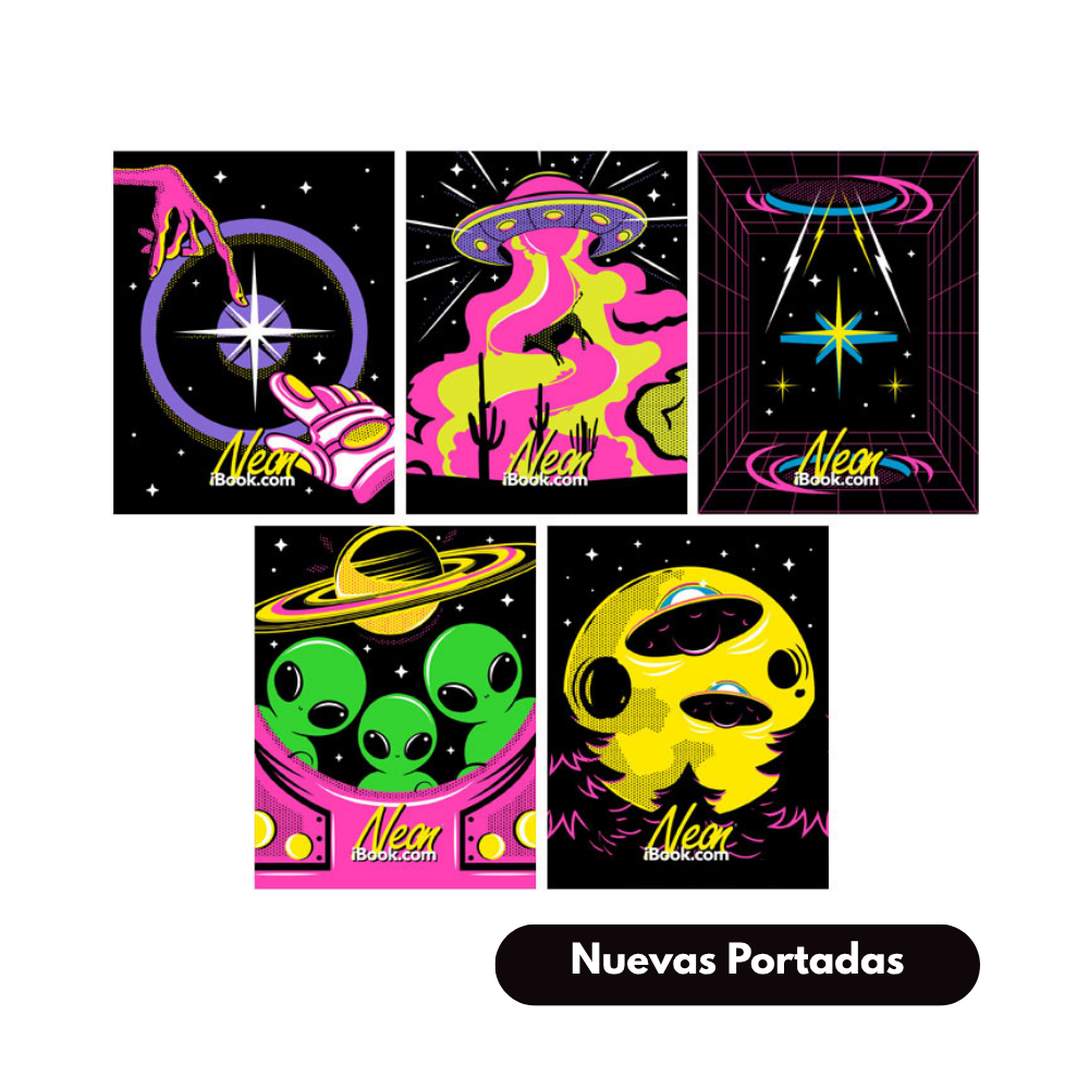 Cuaderno Profesional Doble Arillo Cuadro Grande 100 hjs Neón Comic IBook