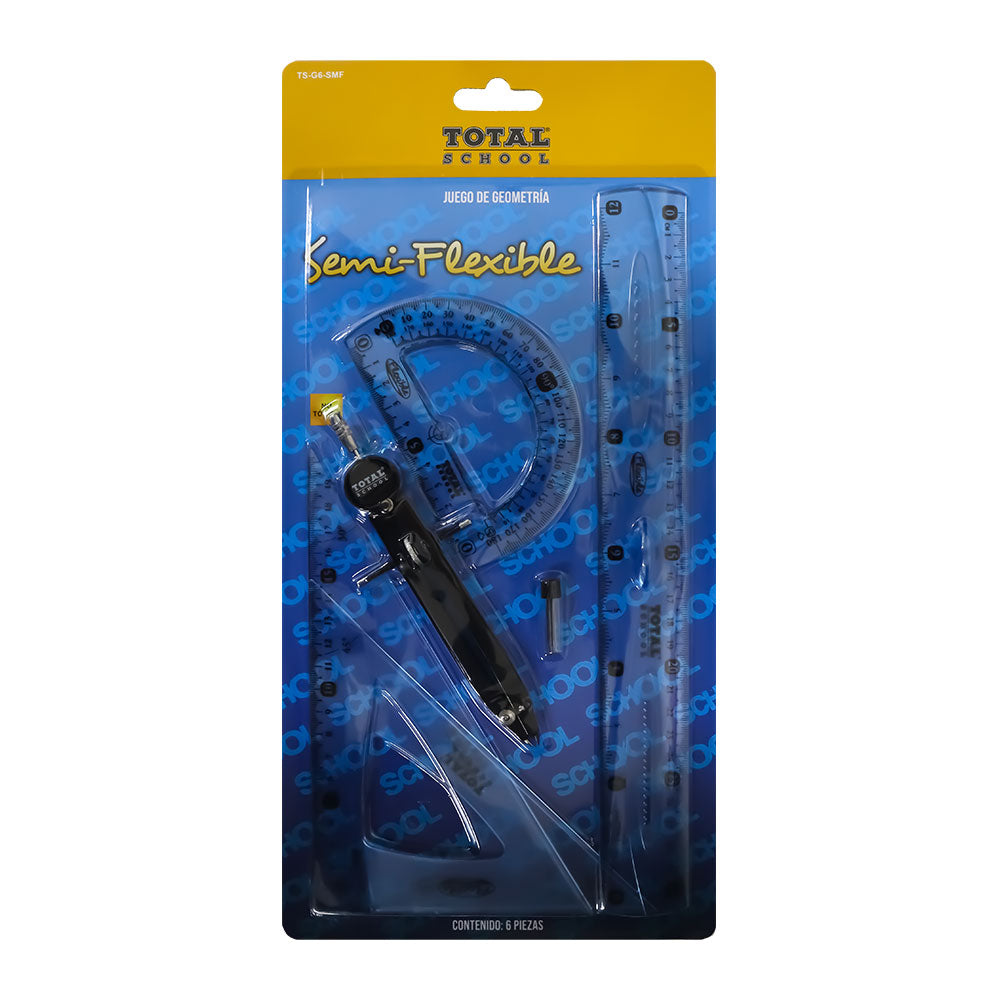 Juego de Geometría Semiflexible Transparente 6 piezas Total School