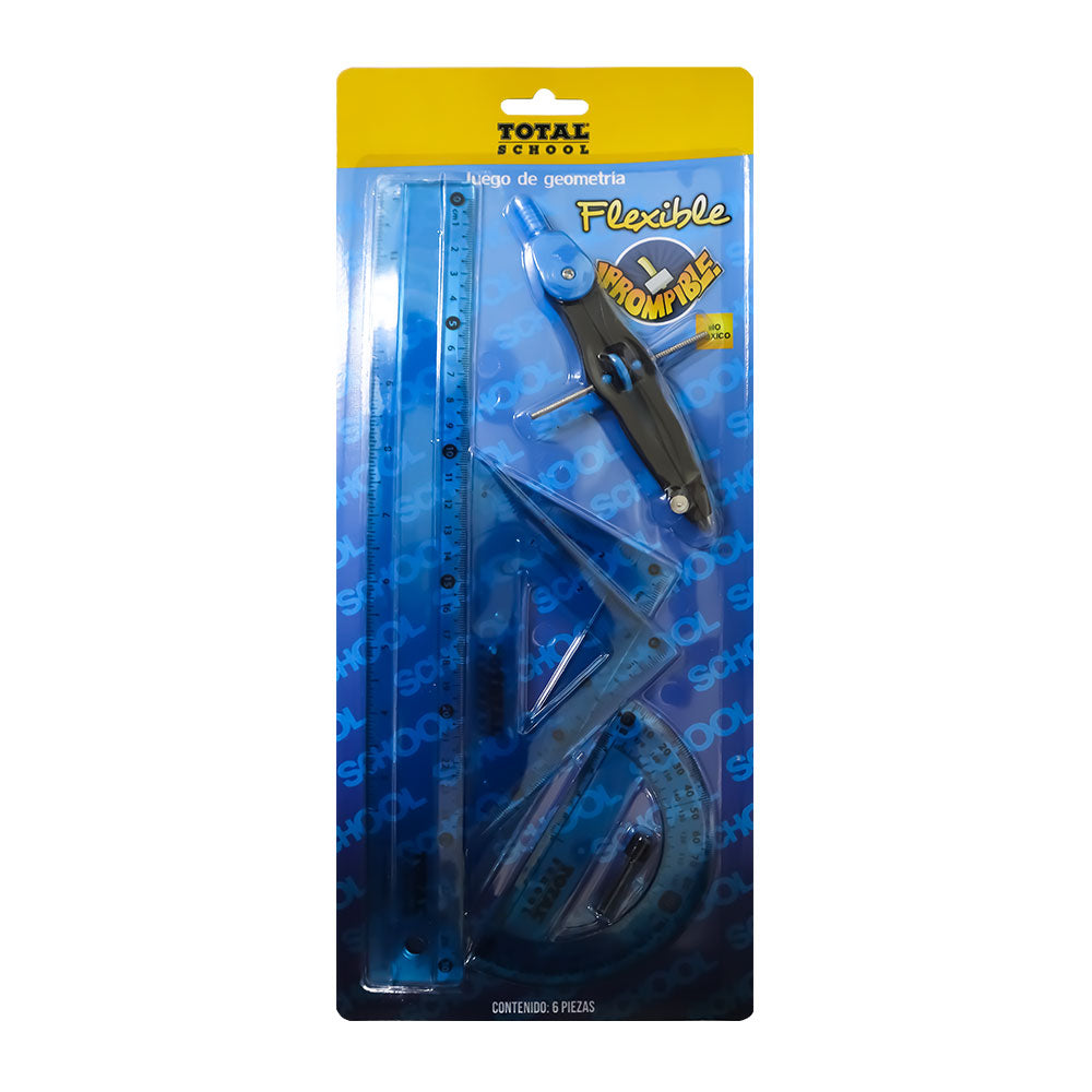 Equipo de Geometría Irrompible Colores 6 piezas Total School