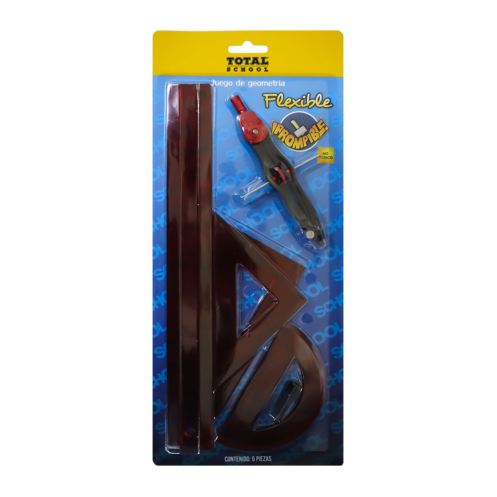 Equipo de Geometría Irrompible Colores 6 piezas Total School