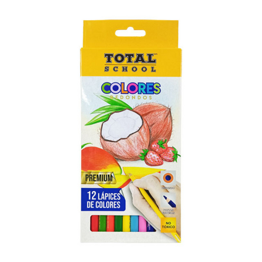 Colores Largos Redondos 12 piezas Total School