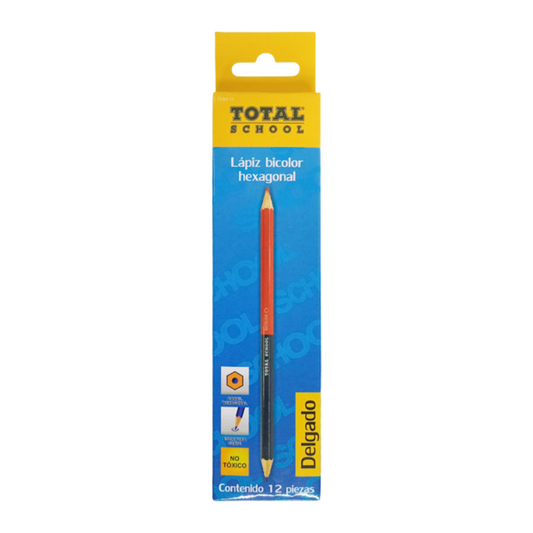 Lápiz Bicolor Delgado Rojo Azul 12 piezas Total School