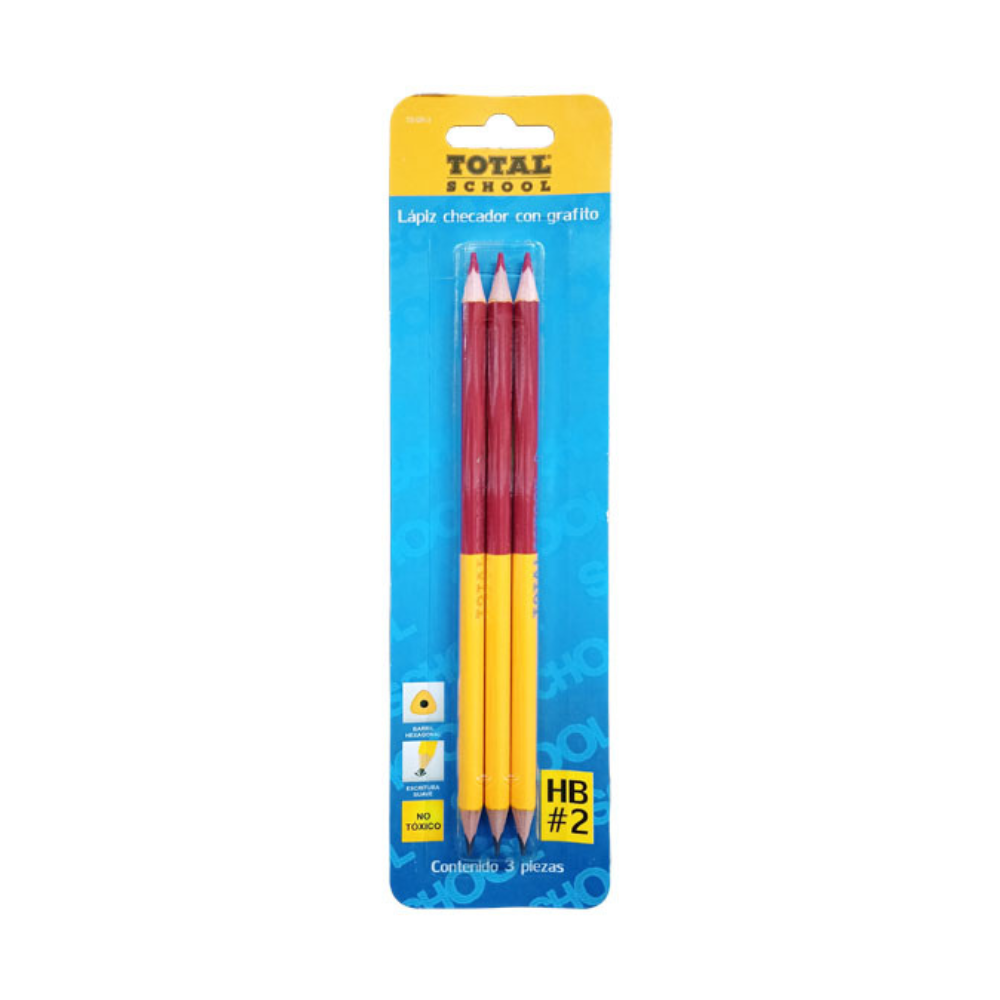 Lápiz Bicolor Delgado Grafito Rojo Blíster 3 piezas Total School