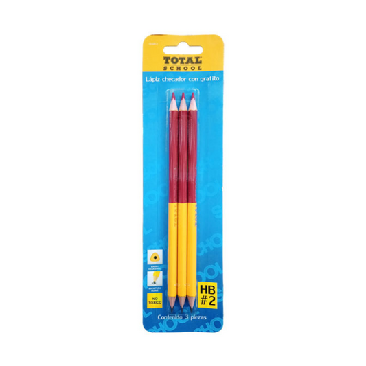 Lápiz Bicolor Delgado Grafito Rojo Blíster 3 piezas Total School