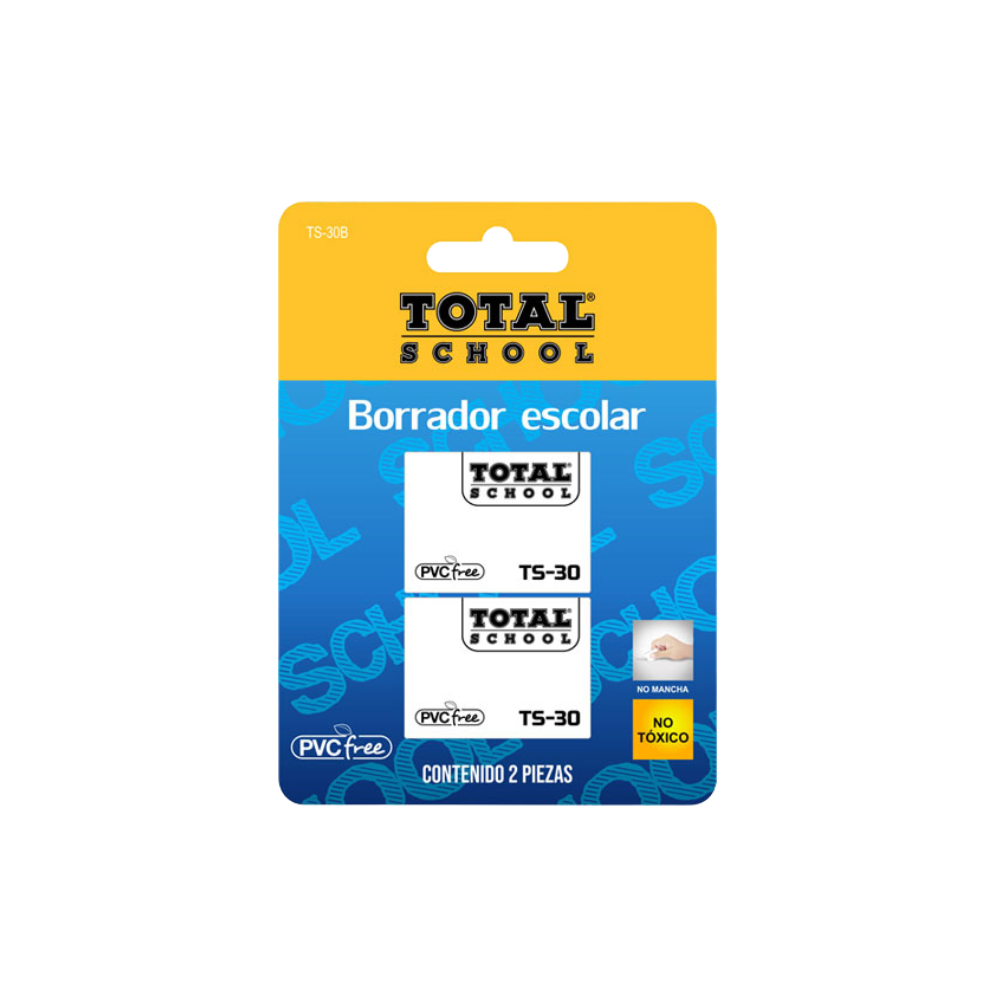 Borrador Escolar Blanco Blíster 2 piezas Total School