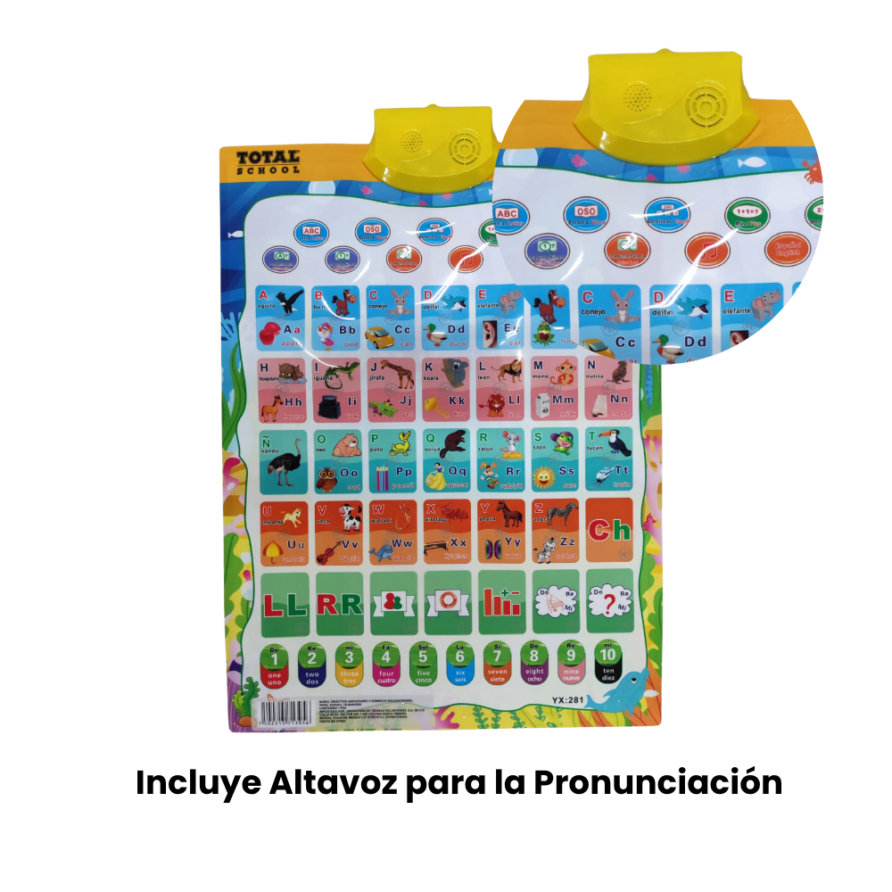 Mural Didáctico Abecedario y Números Inglés/Español Total School