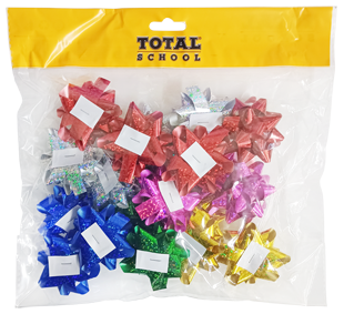 Moño de Regalo Rehilete Brillante 1.5 x 6cm 20 piezas Varios Colores Total School