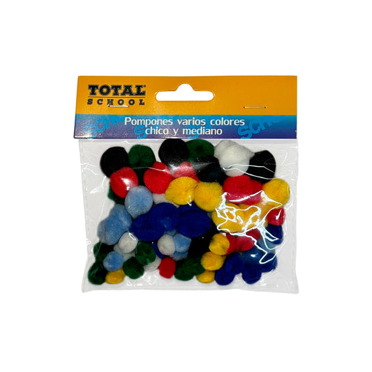 Pompones Varios Colores 1.8 y 1 cm 80 pzas Total School