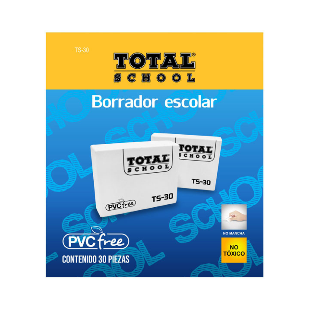 Borrador Escolar Blanco 30 piezas Total School