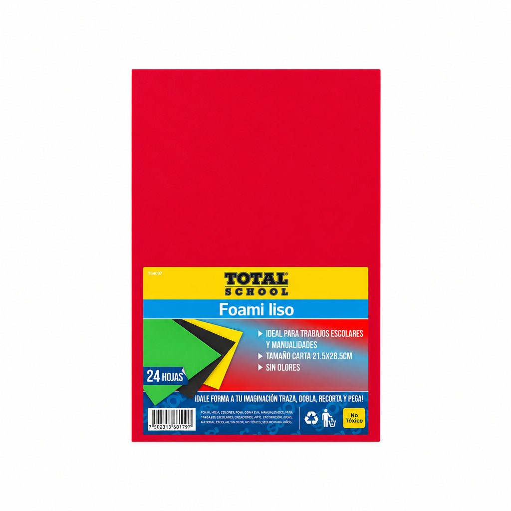 Foami Rojo C/5 Piezas 21.5 x 28.5 CM TOTAL SCHOOL