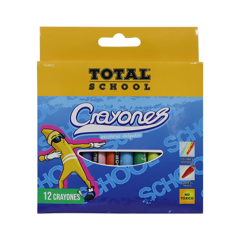 Crayones Delgados Redondos con 12 piezas Total School