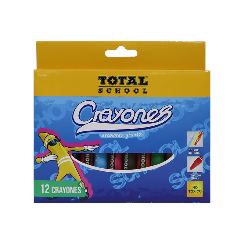 Crayones Gruesos Redondos 12 piezas Total School