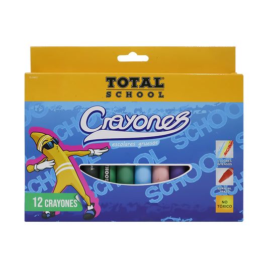 Crayones Extra Gruesos Redondos 12 piezas Total School