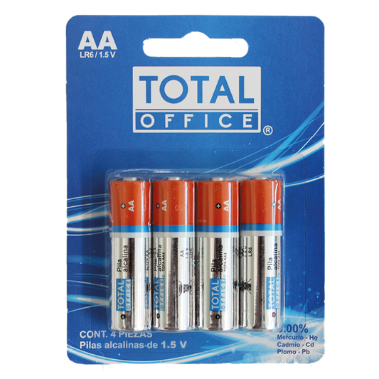 Pila Alcalina AA Blister 4 piezas Total Office