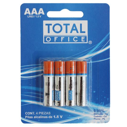 Pila Alcalina AAA Blister 4 piezas Total Office