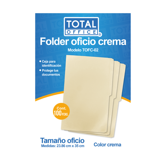 Folder Oficio Crema 100 piezas Total Office