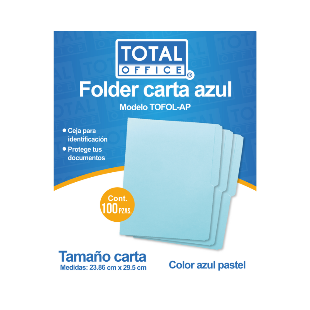 Folder Carta Azul Pastel 1 pieza Total Office