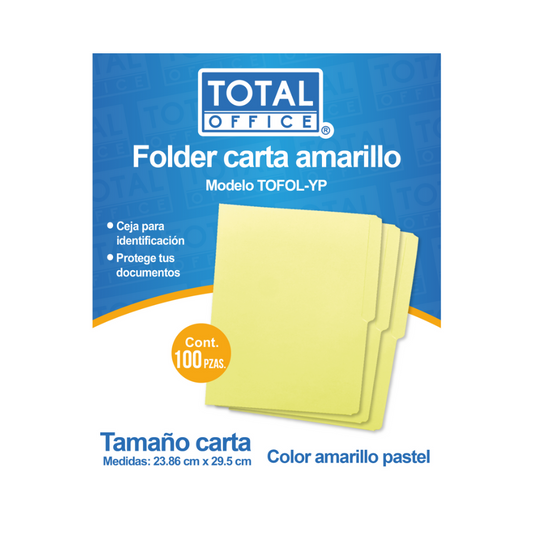 Folder Carta Amarillo Pastel 1 pieza Total Office