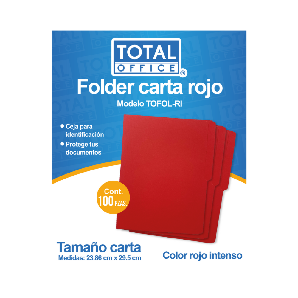 Folder Carta Rojo Intenso 1 pieza Total Office