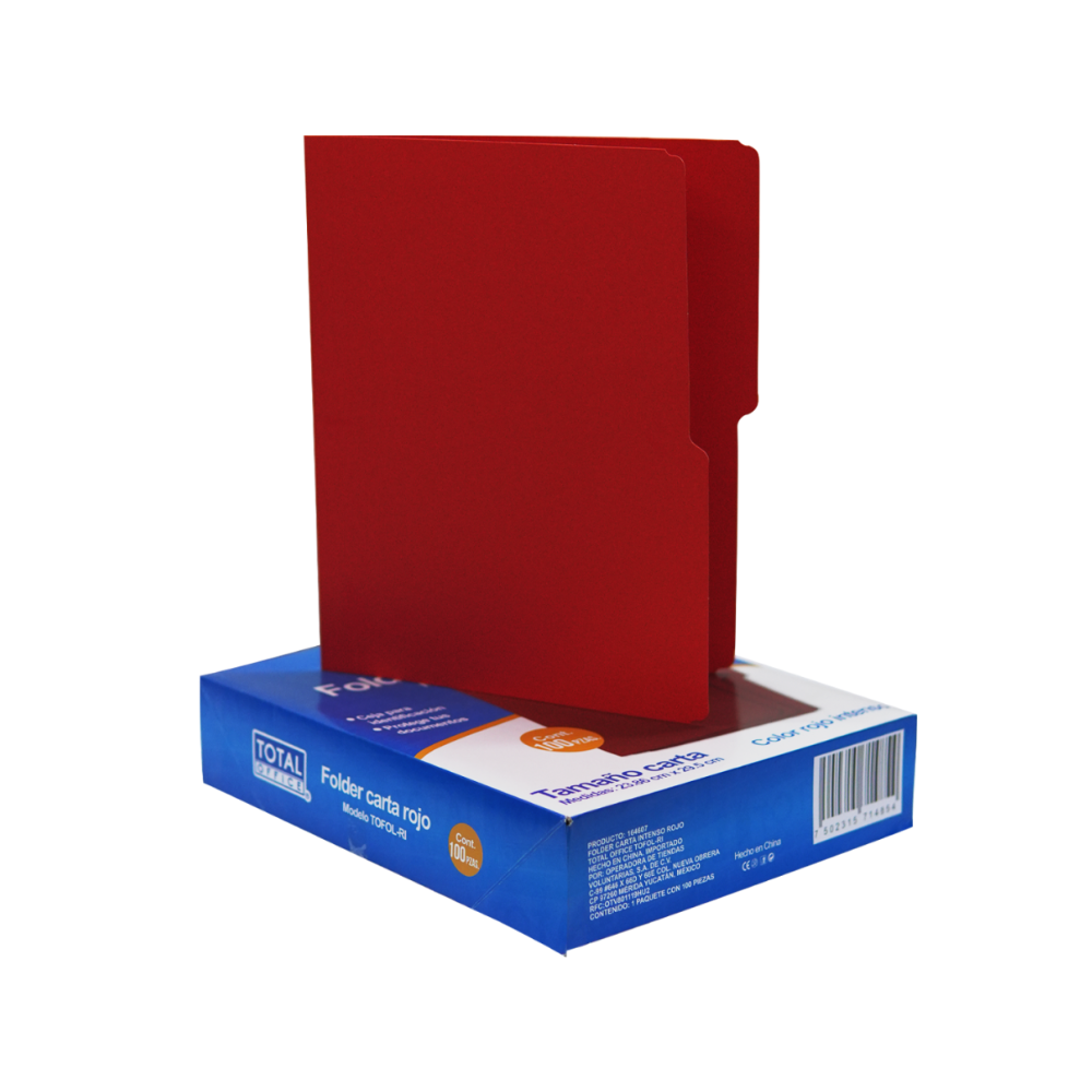 Folder Carta Rojo Intenso 1 pieza Total Office