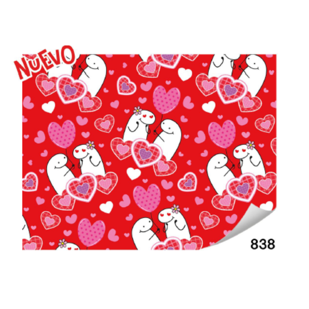 Papel de Regalo 14 Febrero Enamorados y Corazones Fondo Rojo 10 piezas Creear