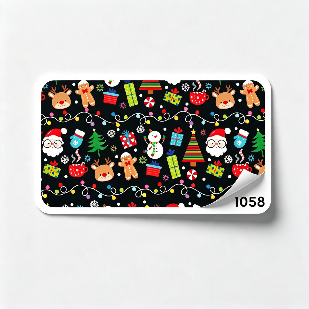 Papel Navideño Muñeco Y Santas Fondo Negro 70 Grs Pliego Creear 1058