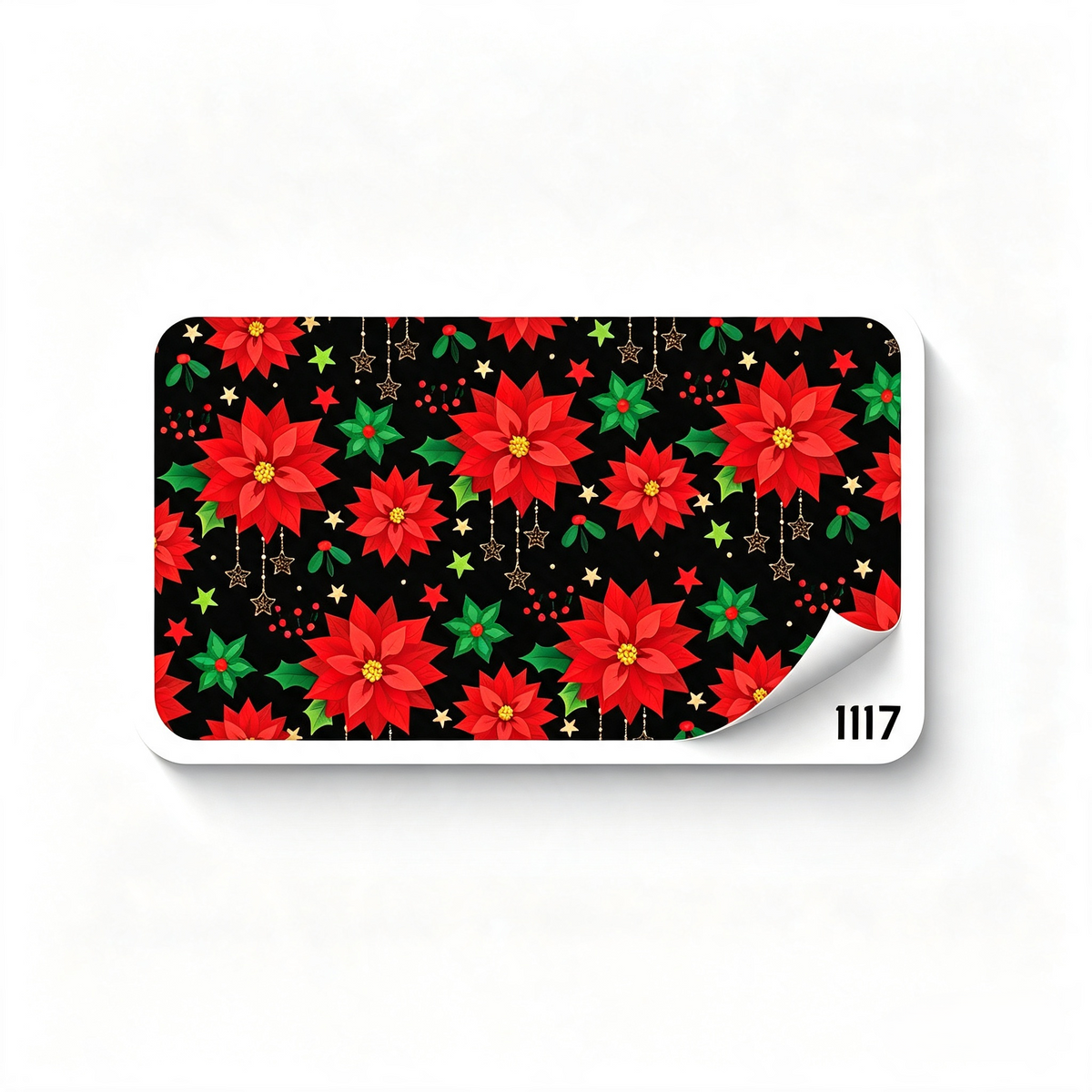 Papel De Regalo Navideño Nochebuenas Fondo Negro 70Grs Pliego Crear 1117