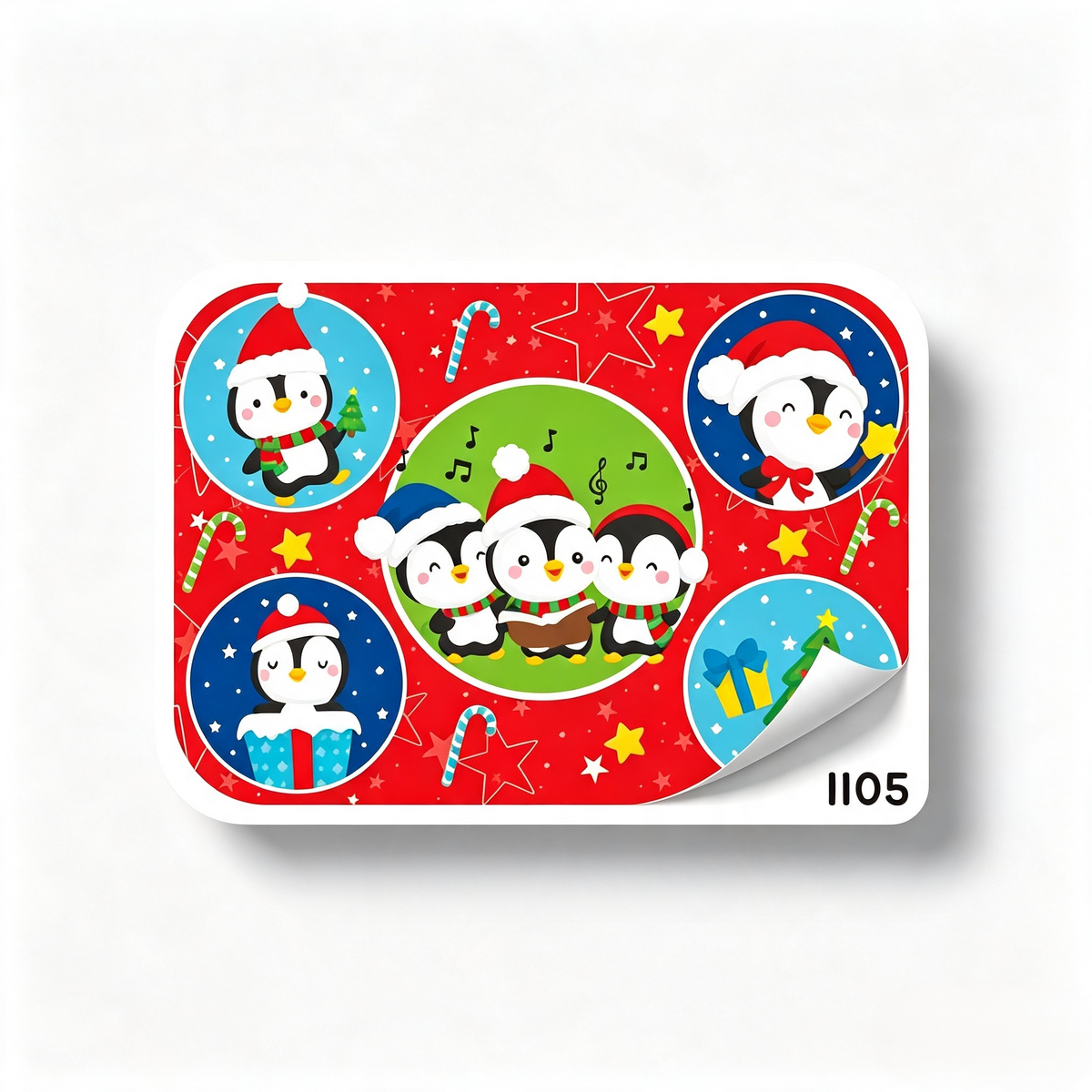 Papel De Regalo Navideño Pinguinos Fondo Rondo 70gr Pliego Creear 1105