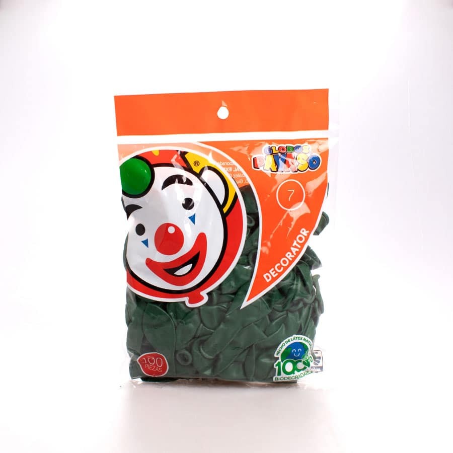 Globo Decorador #7 Verde Esmeralda 100 piezas Payaso