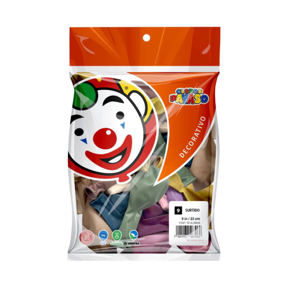 Globo Vintage Surtido N°9 50 piezas Payaso