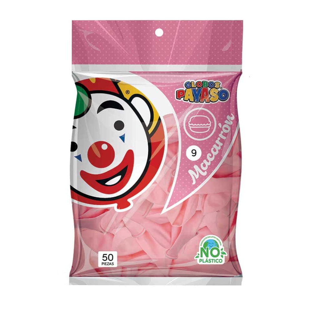 Globo Macarrón Fresa N°9 50 piezas Payaso